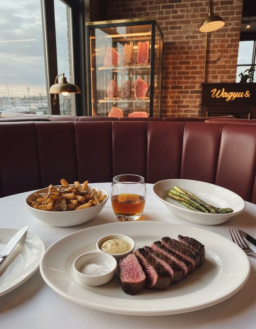 Food/drink on the table at Wagyu & Wagmi.