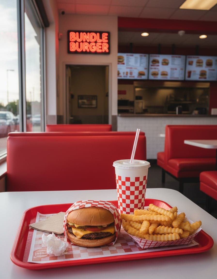 Food/drink on the table at Bundle Burger.
