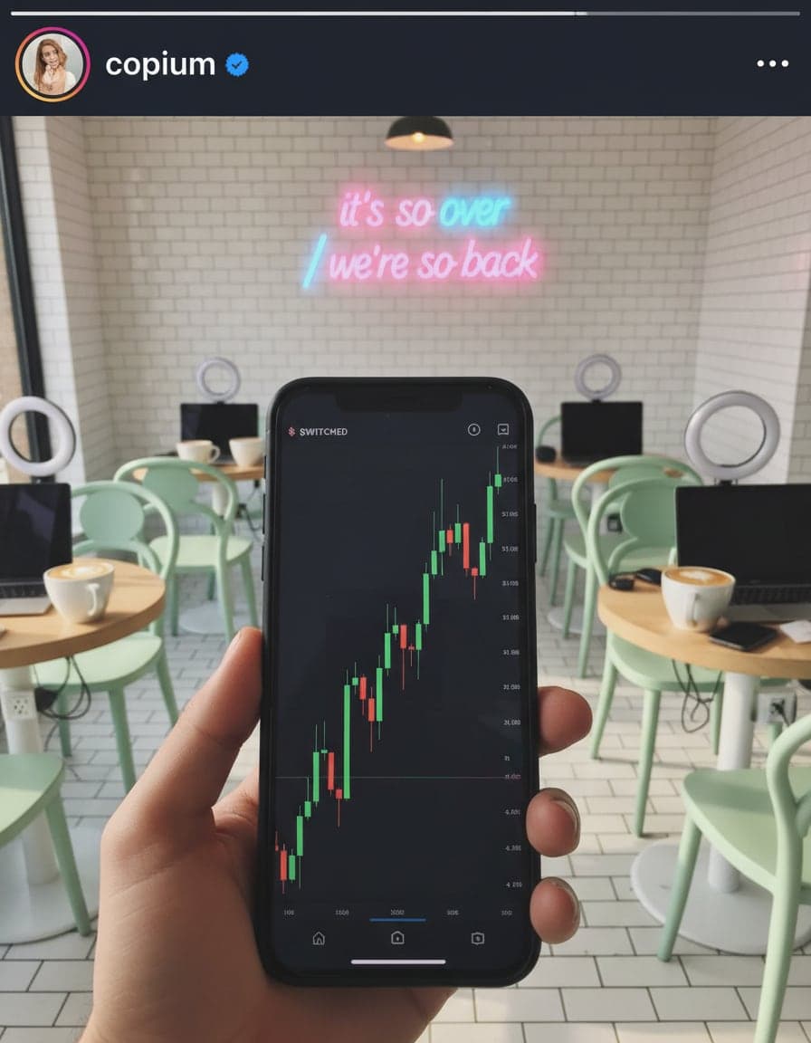 Phone screenshot of a crypto trading app showing the $SWITCHED price chart, candlesticks going up in green, no other readable text.