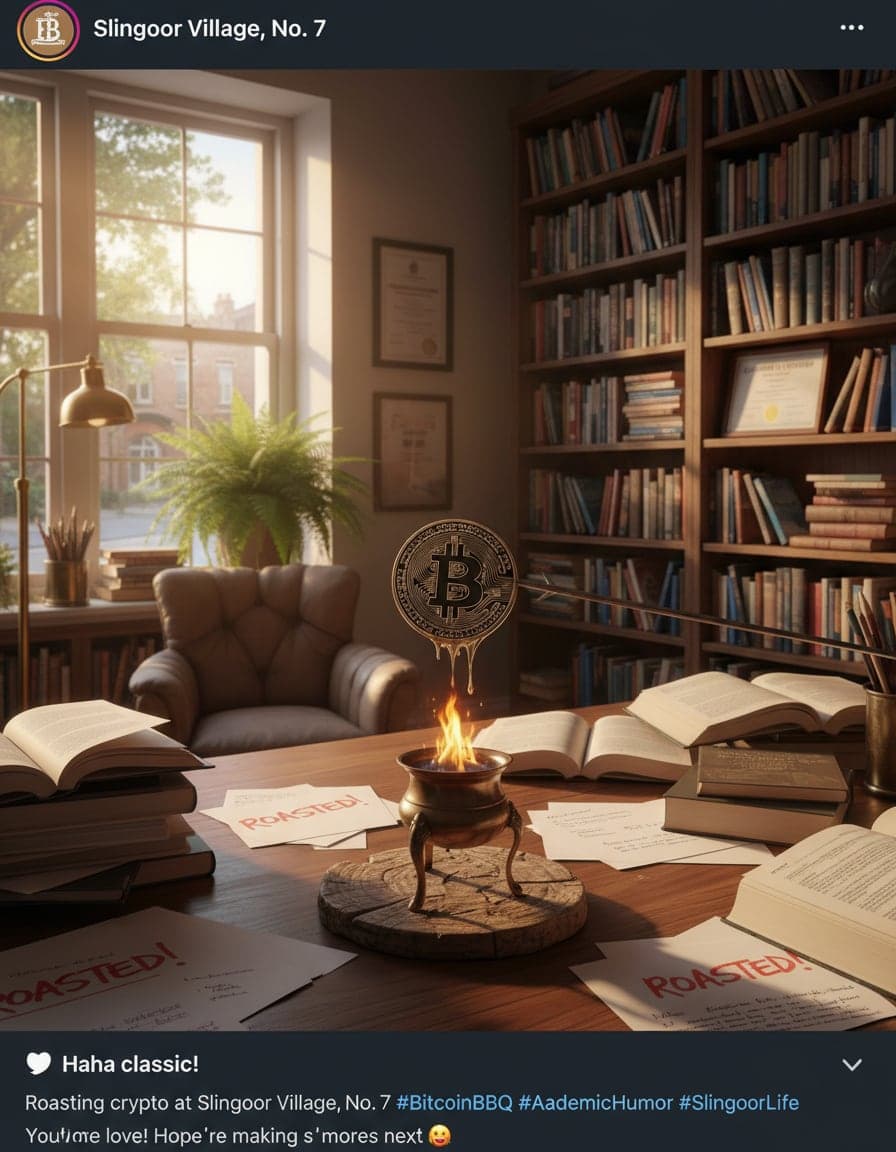 Close-up: roasting crypto at Slingoor Village, No. 7.