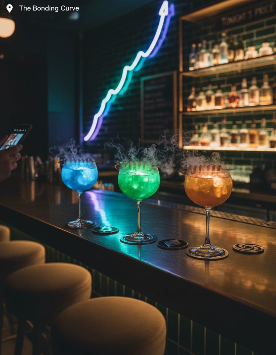Close-up: Drinks with the crypto crowd at The Bonding Curve.