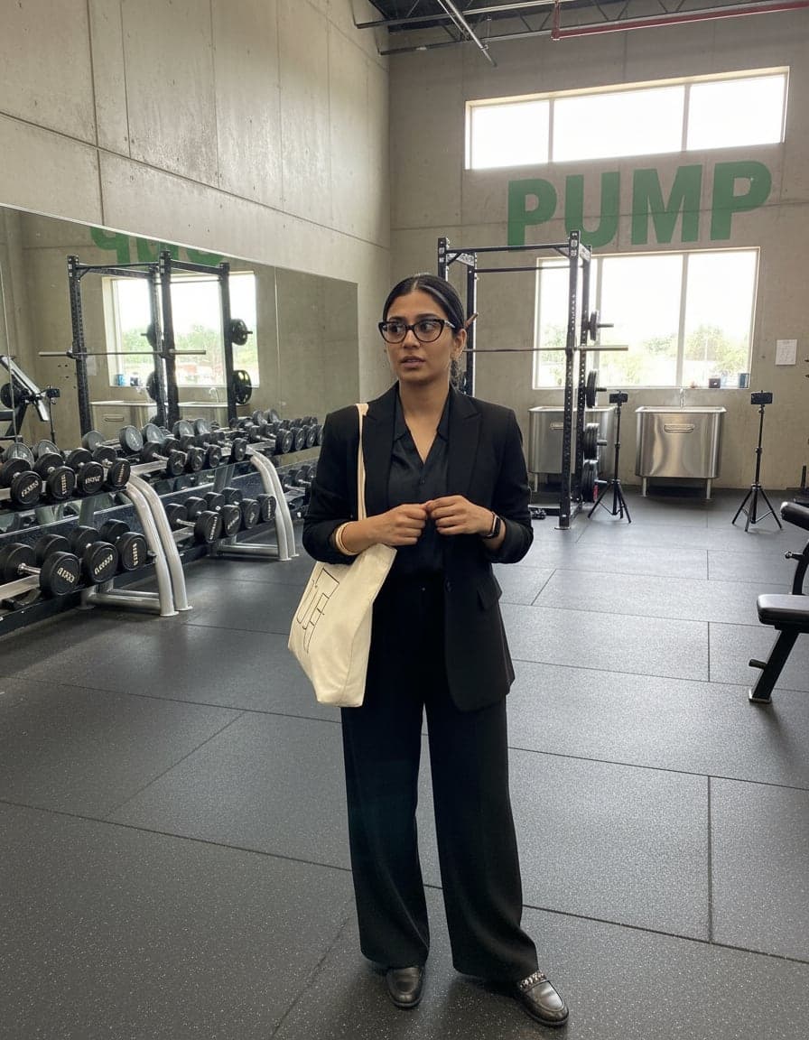 Candid photo of Priya Shah at Pump Fitness.