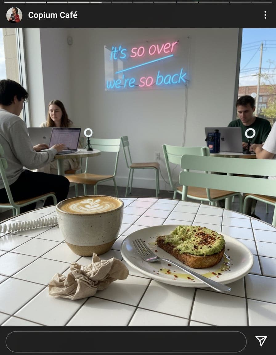 Food/drink on the table at Copium Café.
