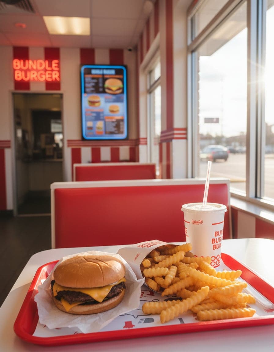Food/drink on the table at Bundle Burger.