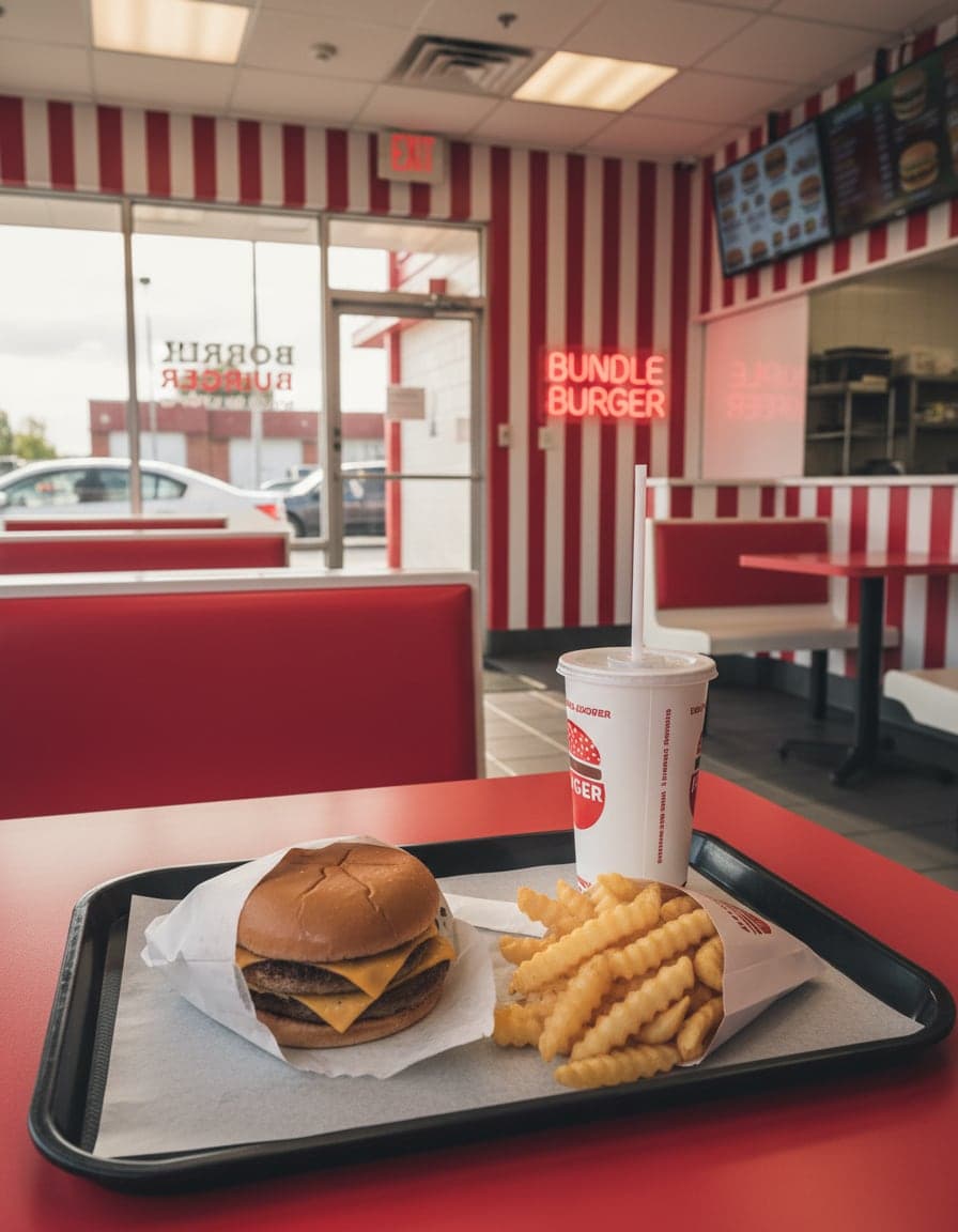 Food/drink on the table at Bundle Burger.
