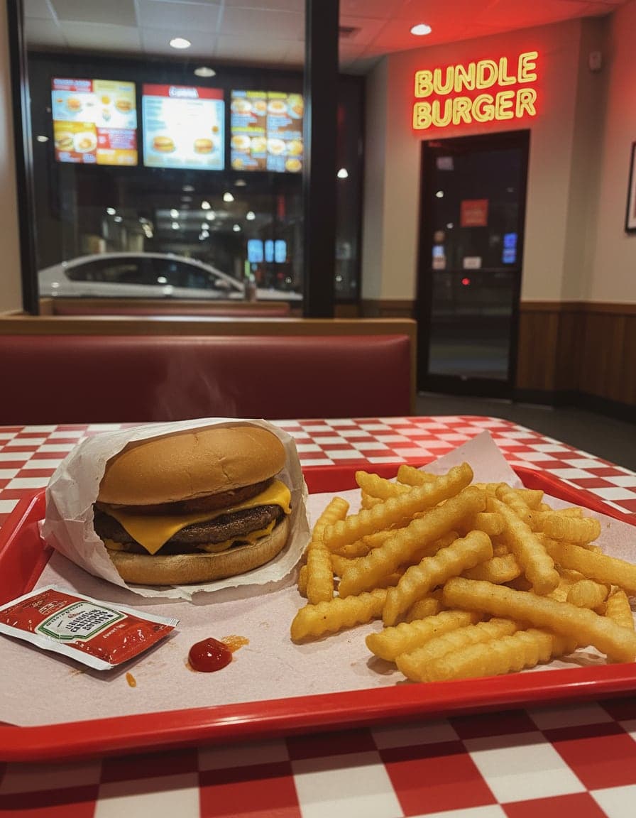 Food/drink on the table at Bundle Burger.