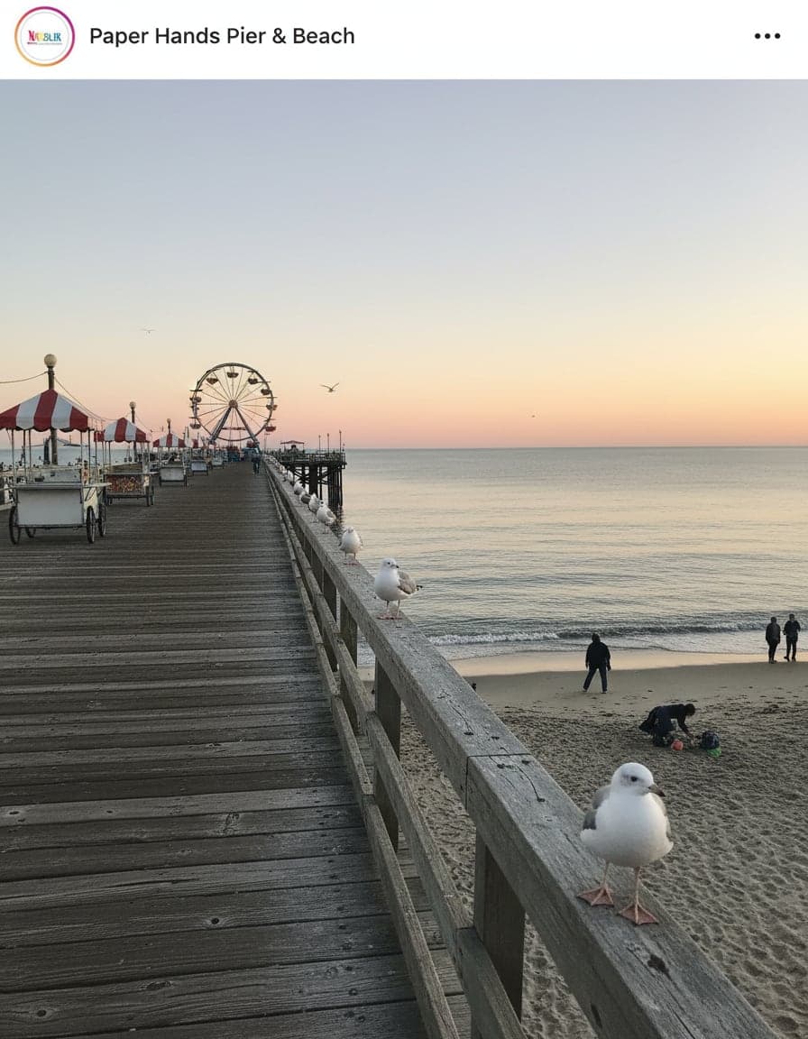 The view at Paper Hands Pier & Beach.