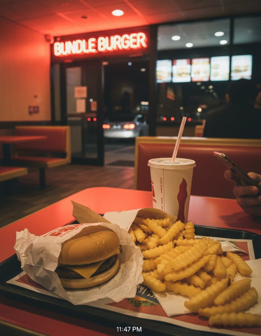 Food/drink on the table at Bundle Burger.