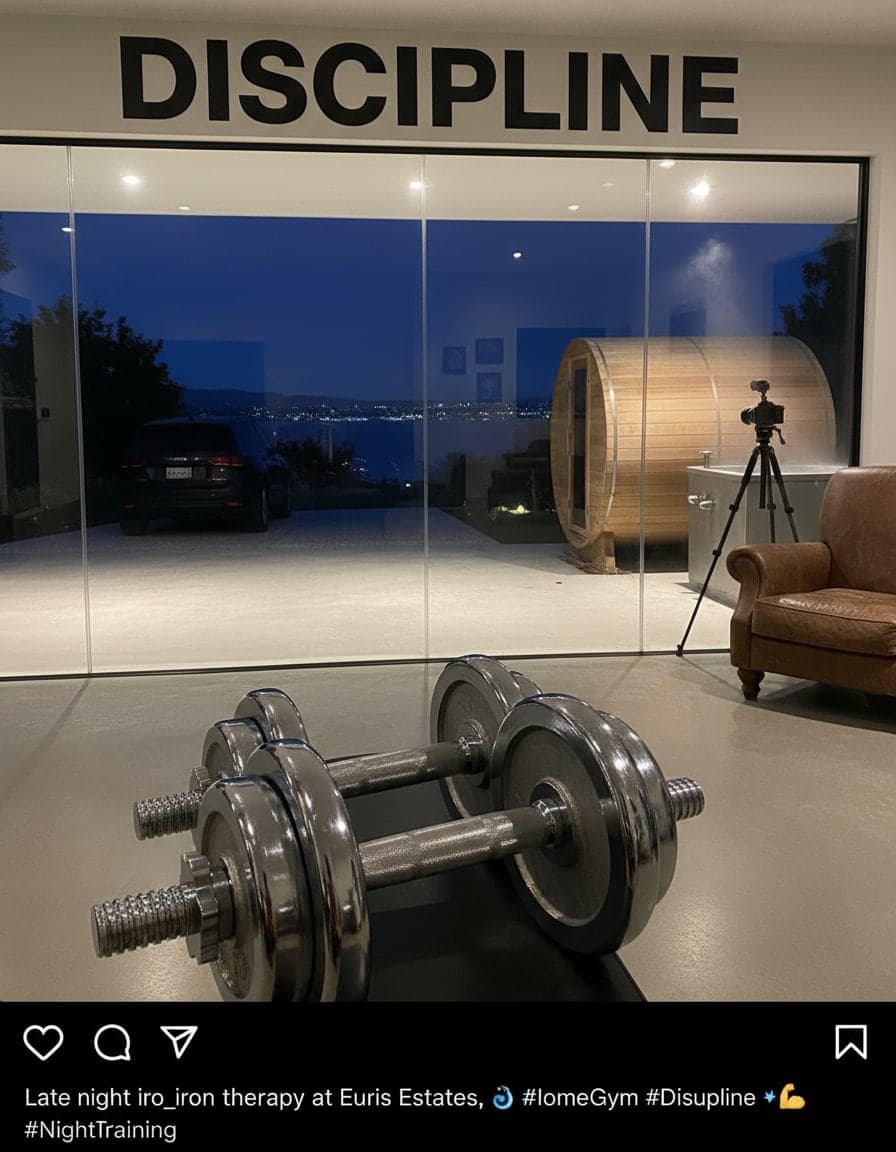 Close-up: weightlifting at Euris Estates, No. 9.