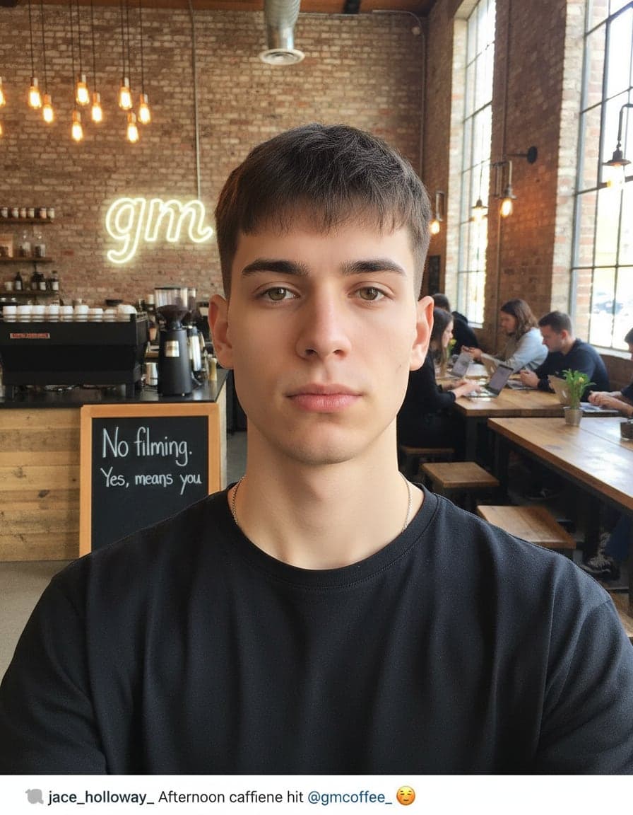 Selfie of Jace Holloway at GM Coffee.