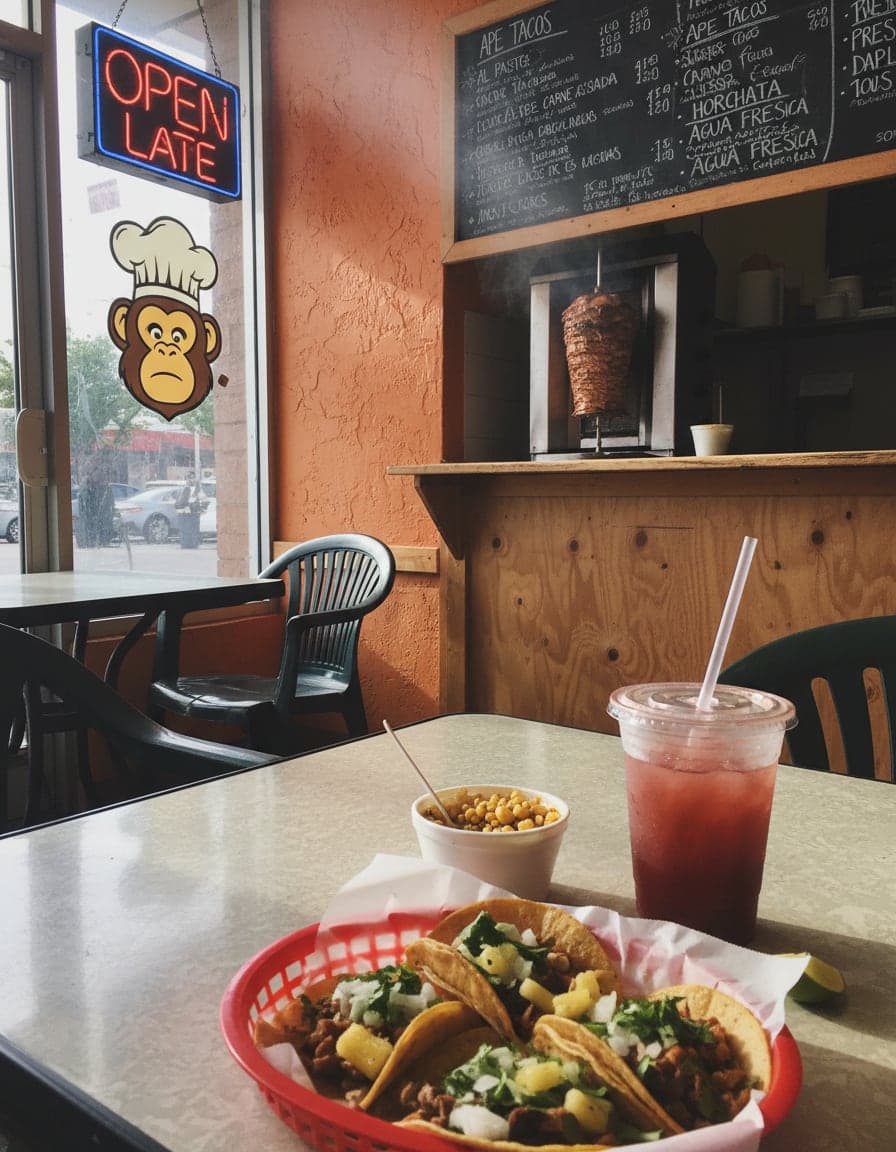 Food/drink on the table at Ape Tacos.