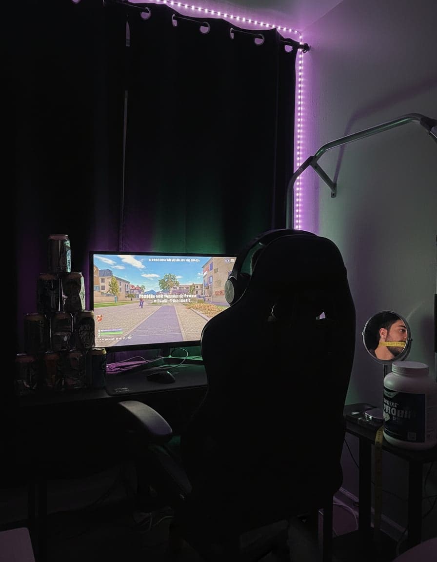 Close-up: Fortnite with Marcus and Owen at Frank's Flats, Unit 1.