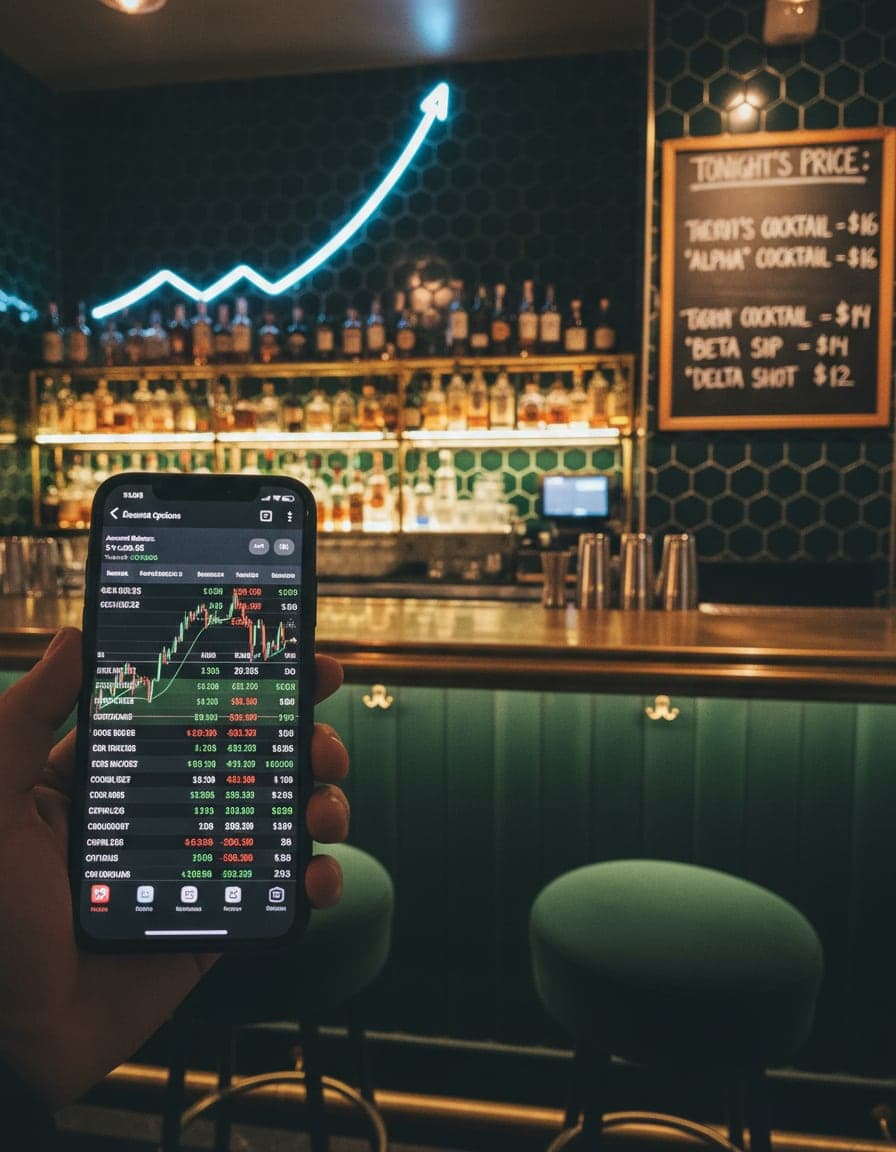 phone screenshot of a brokerage app with stock options positions