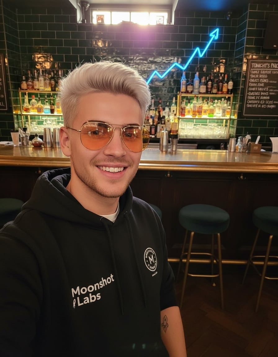 monday drinks at the bonding curve while the market bleeds. sol red, btc red, ser im still smiling ๐ซก builders dont check charts on date night. something big cooking at moonshot, few understand. lambo parked out front if anyone needs proof ๐๐